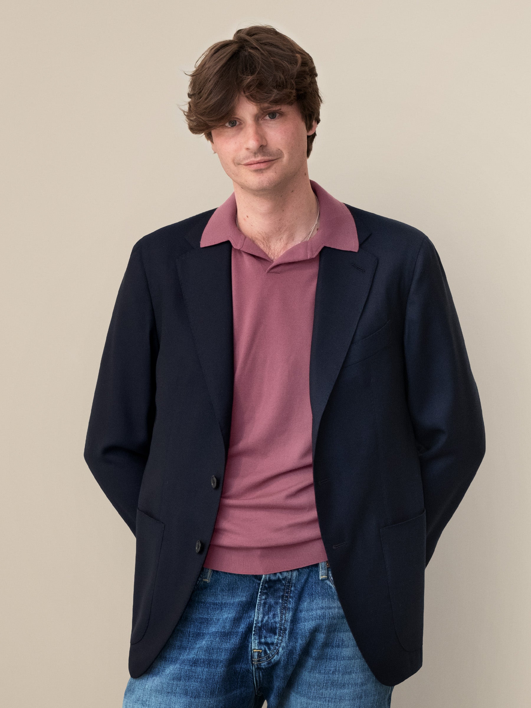 Navy Hopsack Jacket